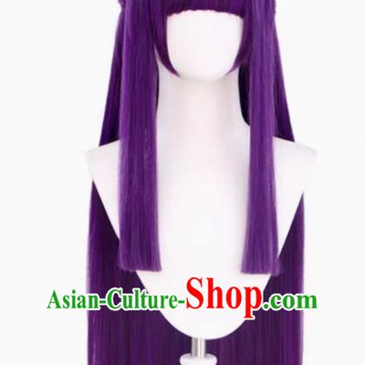 Feilun Cos Wig Buried Frilliant Dark Purple Short Hair and Long Hair