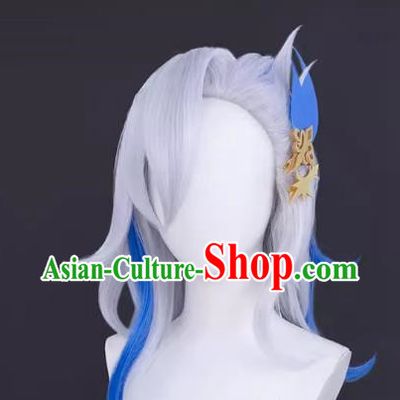 Original Fontaine God Cos Navilet Cosplay Wig With Highlighted Reversed Long Fake Hair