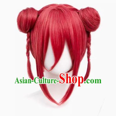 Qianqie Leopard Horse Cos Wig Blue Prison Chinese Kung Fu Braid Style Hair Bag