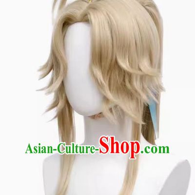 Collapse Star Railway Yanqing Cos Wig With Reversed Face and Pony Tail