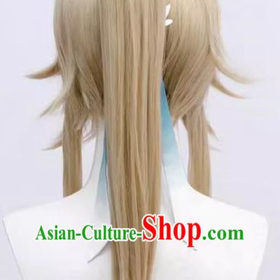 Collapse Star Railway Yanqing Cos Wig With Reversed Face and Pony Tail