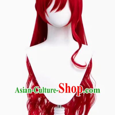 Himeko Cos Wig Collapse Star Dome Railway Hair Accessories Earrings Red Curly Hair Tiger Mouth Clip Hair Bag