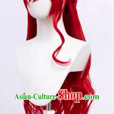 Himeko Cos Wig Collapse Star Dome Railway Hair Accessories Earrings Red Curly Hair Tiger Mouth Clip Hair Bag