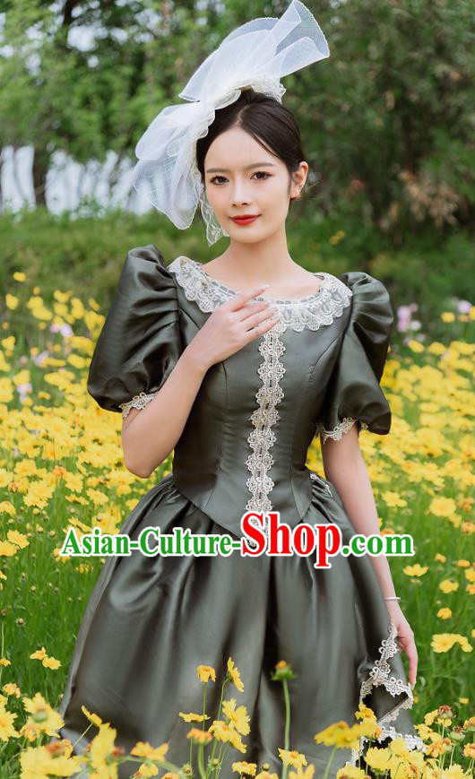 European Style Court Dress European Medieval Retro Aristocratic Costume Classical Atrovirens Dress Drama Clothing European Style Court Dress European Medieval Retro Aristocratic Costume Classical Atrovirens Dress Drama Clothing