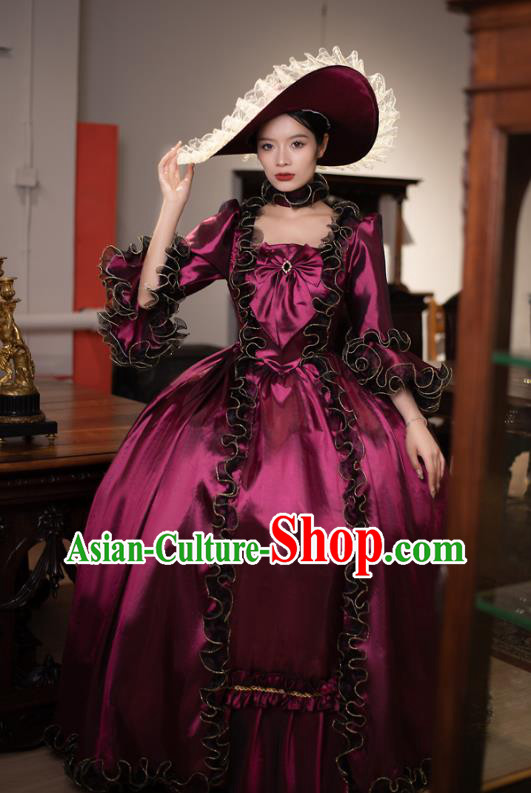 European Wine Red Court Dress Medieval Retro Aristocratic Clothing Drama Princess Costume European Wine Red Court Dress Medieval Retro Aristocratic Clothing Drama Princess Costume