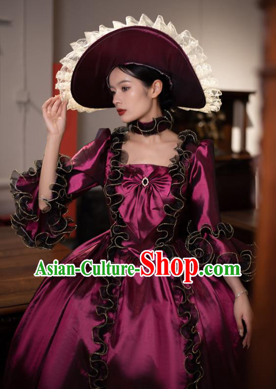 European Wine Red Court Dress Medieval Retro Aristocratic Clothing Drama Princess Costume European Wine Red Court Dress Medieval Retro Aristocratic Clothing Drama Princess Costume