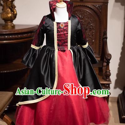 European Medieval Retro Court Dress Fluffy Dress Dark Gothic Style Performance Clothing Children Runway Show Costume