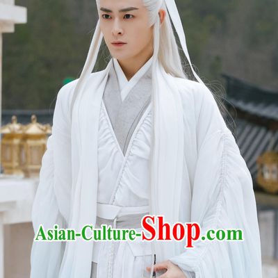 Xian Xia TV Series Sword and Fairy 4 Swordsman Master Chong Guang White Costumes Chinese Ancient Super Hero Clothing