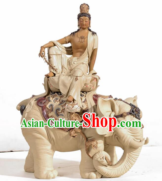 Top Handmade Samantabhadra Bodhisattva Statue Chinese Shiwan Ceramics Arts Collection Riding Elephant Buddha Top Handmade Samantabhadra Bodhisattva Statue Chinese Shiwan Ceramics Arts Collection Riding Elephant Buddha