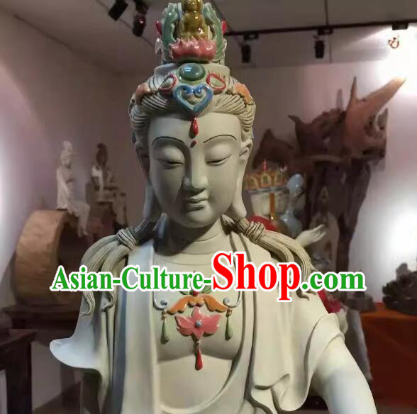 Chinese Shiwan Ceramics Arts Collection Handmade Avalokita Bodhisattva Statue Chinese Shiwan Ceramics Arts Collection Handmade Avalokita Bodhisattva Statue