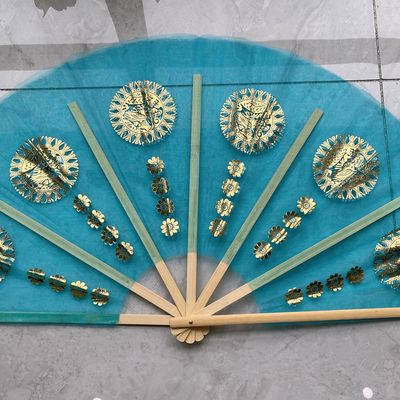 Korean Traditional Dance Fan Handmade Blue Fan