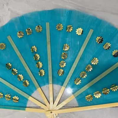 Handmade Blue Fan Korean Traditional Dance Fan
