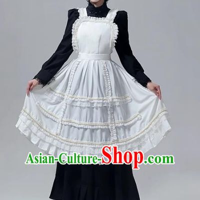 European Style Medieval Retro English Maid Costume Stage Play Drama Black And White Long Skirt