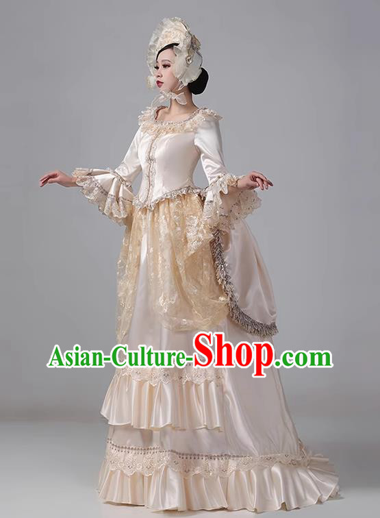 Champagne European Court Dress British Medieval Noble Retro Baroque Princess Classical Dress Champagne European Court Dress British Medieval Noble Retro Baroque Princess Classical Dress