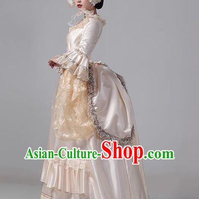Champagne European Court Dress British Medieval Noble Retro Baroque Princess Classical Dress
