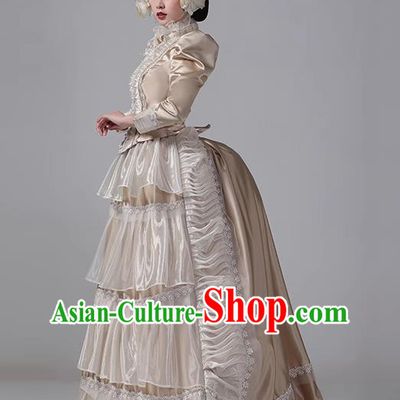 Champagne European Style Court Dress European Medieval Aristocratic Retro Costume Rococo Style Classical Princess Dress