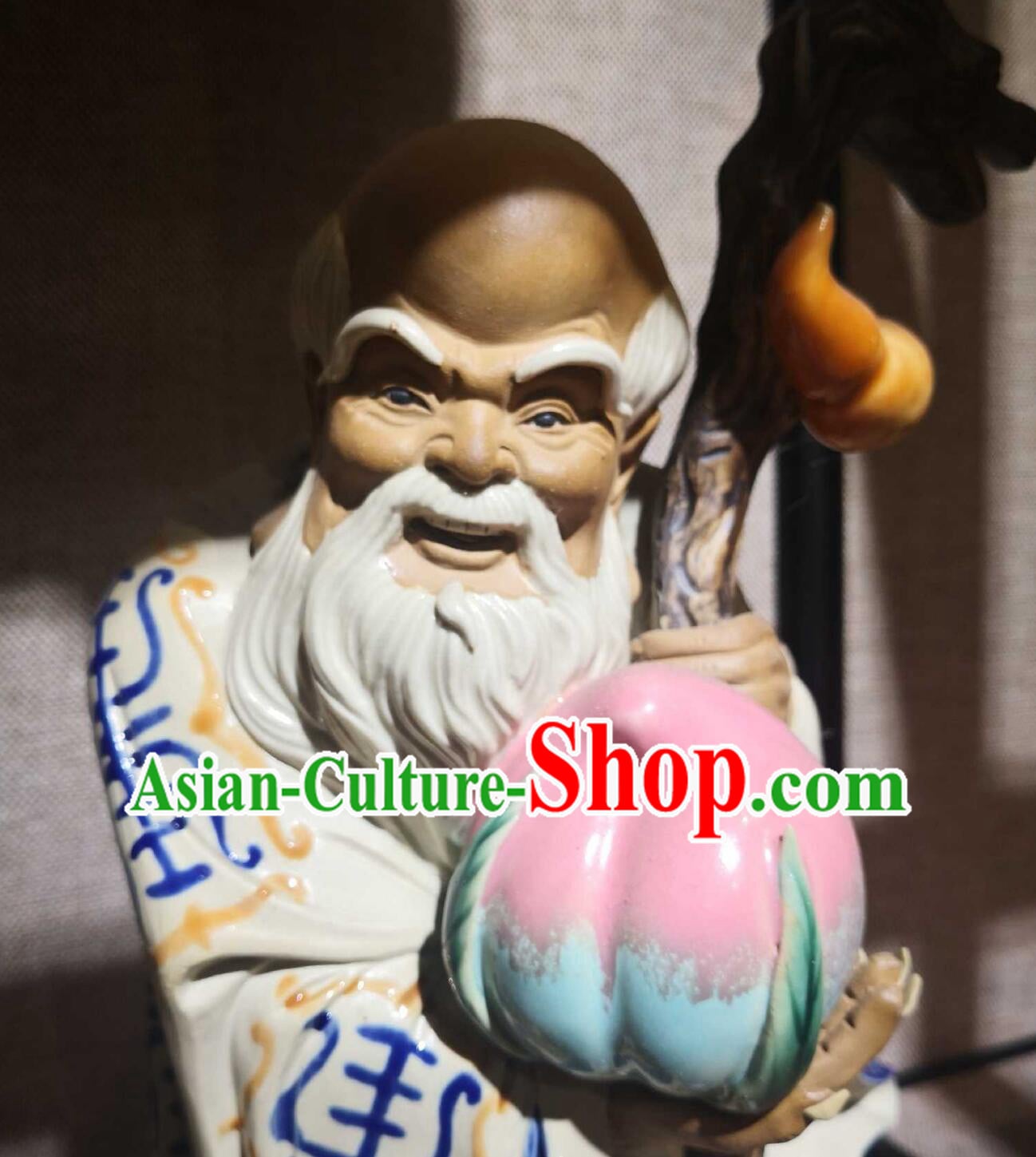 Chinese God of Longevity Figurine Shiwan Ceramic Statue Traditional Handmade Sculpture Chinese God of Longevity Figurine Shiwan Ceramic Statue Traditional Handmade Sculpture