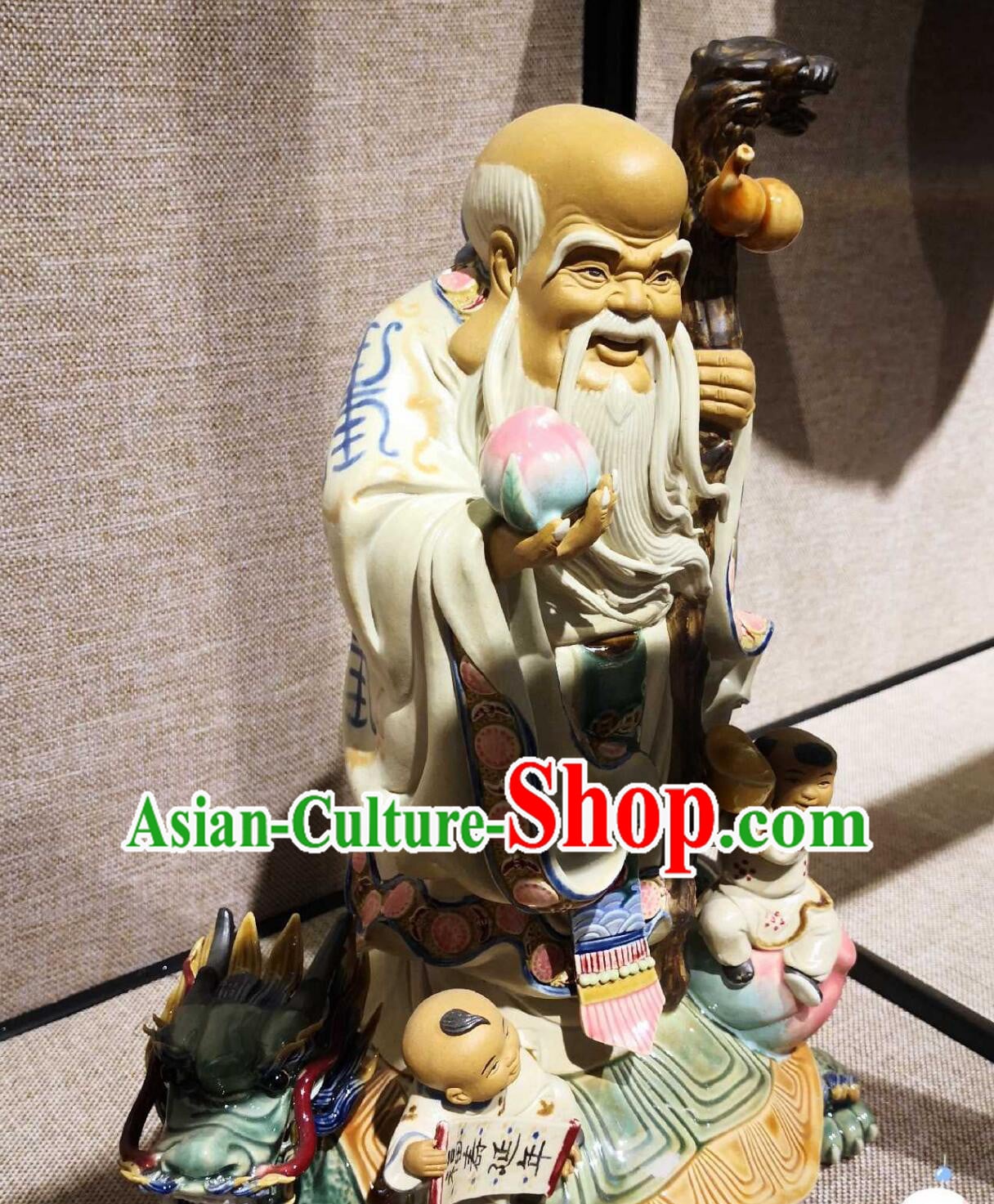 Traditional Shiwan Ceramic Statue Handmade Porcelain Sculpture Chinese God of Longevity Figurine Traditional Shiwan Ceramic Statue Handmade Porcelain Sculpture Chinese God of Longevity Figurine