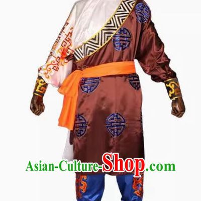 Brown Puning Yingge Team Costumes Civil And Military Sleeves Armed Color Matching Men Suits Chaoshan Martial Arts Performance Costumes Character Parade