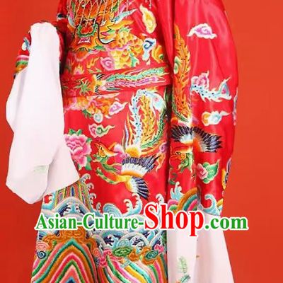 Tin Hau Temple Mazu God Statue In Soft Golden Robe With Red Embroidery Buddha Robe And The Queen Mother Divine Robe
