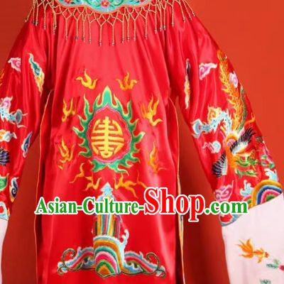 Tin Hau Temple Mazu God Statue In Soft Golden Robe With Red Embroidery Buddha Robe And The Queen Mother Divine Robe