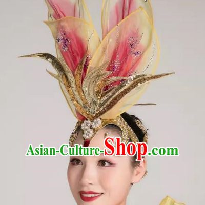 Red Opening Dance Performance Headwear Adult Dance Headwear Atmospheric Catwalk Stage Performance Props