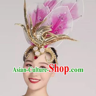 Rose Red Opening Dance Performance Headwear Adult Dance Headwear Atmospheric Catwalk Stage Performance Props