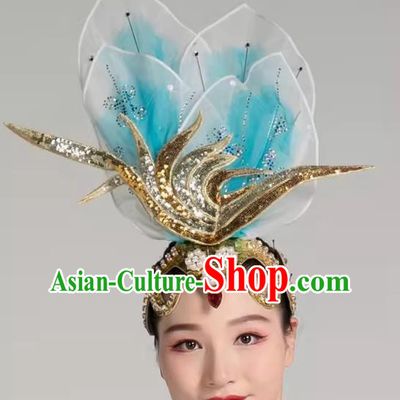 Lake Blue Opening Dance Performance Headwear Adult Dance Headwear Atmospheric Catwalk Stage Performance Props