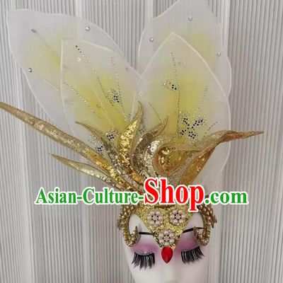 Yellow Opening Dance Performance Headwear Adult Dance Headwear Atmospheric Catwalk Stage Performance Props