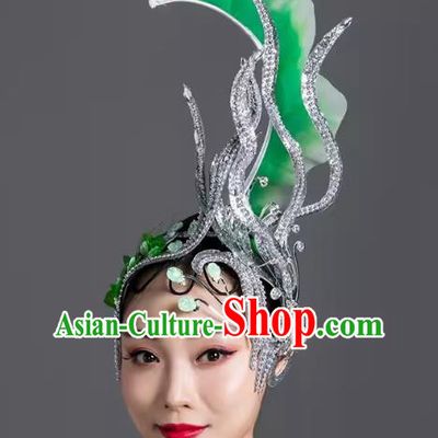 Green Everything Is Like Dance Headwear Blessing The Motherland Dance Performance Headwear Adult Stage Atmosphere High Performance Headwear