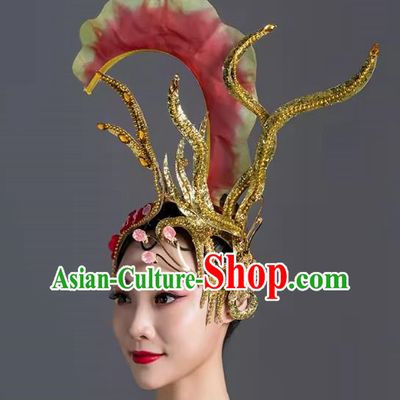 Red Everything Is Like Dance Headwear Blessing The Motherland Dance Performance Headwear Adult Stage Atmosphere High Performance Headwear