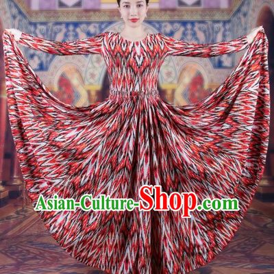 China Xinjiang Adelaide Suit Performance Costume Women China Xinjiang Dance Costume Red Two Piece Set