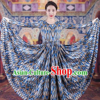 China Xinjiang Adelaide Suit Performance Costume Women China Xinjiang Dance Costume Blue Two Piece Set