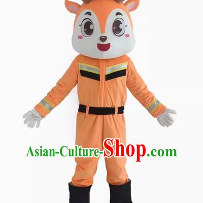 Fireman Deer Police Doll Costume Walking Person Wear Doll Promotional Cartoon Image Doll Outfit