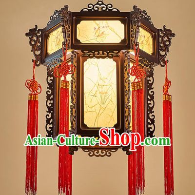 24 Inches Diameter Chinese Lantern Chandelier Antique Hexagonal Faucet Palace Lantern Classical Solid Wood Lamp Chinese Style