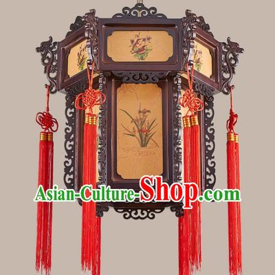 24 Inches Diameter Chinese Lantern Chandelier Antique Hexagonal Faucet Palace Lantern Classical Solid Wood Lamp Chinese Style