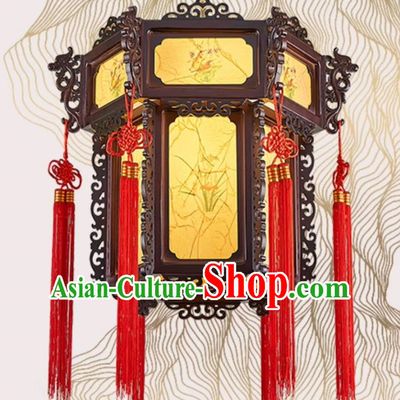 24 Inches Diameter Chinese Lantern Chandelier Antique Hexagonal Faucet Palace Lantern Classical Solid Wood Lamp Chinese Style