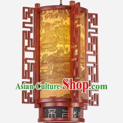 17 Inches High School Style Chandelier Antique Lantern Corridor Solid Wood Lamp