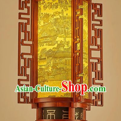 17 Inches High School Style Chandelier Antique Lantern Corridor Solid Wood Lamp