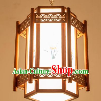 18 Inches High School Style Chandelier Antique Lantern Solid Wood Aisle Light
