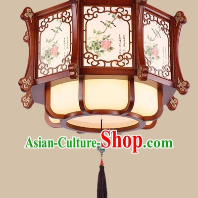 24 Inches High School Style Lantern Chandelier Solid Wood Teahouse Hot Pot Restaurant Ancient Building Restaurant Lamp Classical Palace Lamp Chinese Style