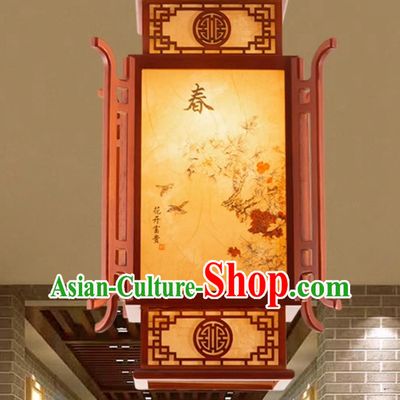 21 Inches High Chinese Antique Small Chandelier Solid Wood Lantern For Courtyard Tea House Aisle