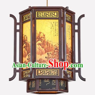 18 Inches High Chinese Lantern Chandelier Antique Tea Room Decoration Wooden Chandelier