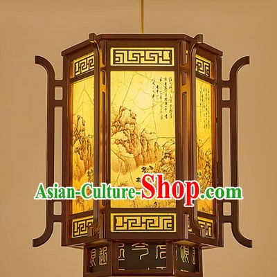 18 Inches High Chinese Lantern Chandelier Antique Tea Room Decoration Wooden Chandelier