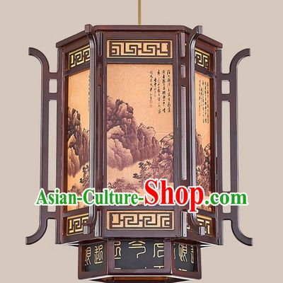 18 Inches High Chinese Lantern Chandelier Antique Tea Room Decoration Wooden Chandelier
