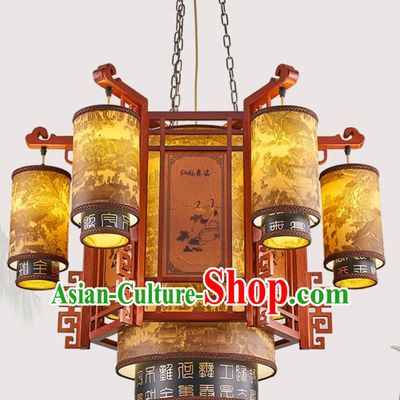 34 Inches Diameter Antique Chinese Chandelier Solid Wood Lantern Villa Tea House Headlight Hotel Chinese Style Palace Lantern