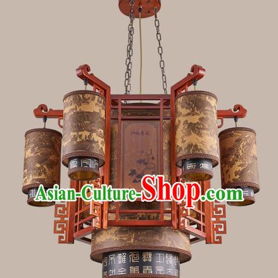 34 Inches Diameter Antique Chinese Chandelier Solid Wood Lantern Villa Tea House Headlight Hotel Chinese Style Palace Lantern