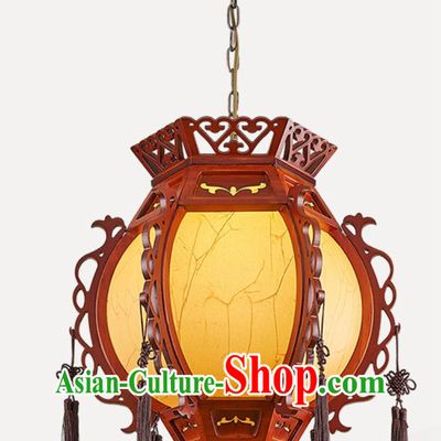 18 Inches Diameter Chinese Lantern Classical Palace Lantern Red Festive Housewarming Balcony Light Solid Wood Corridor Aisle Courtyard Door Chandelier