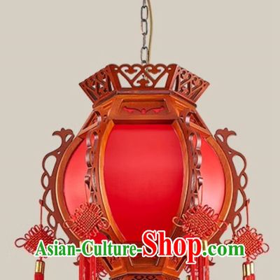 Diameter Chinese Lantern Classical Palace Lantern Red Festive Housewarming Balcony Light Solid Wood Corridor Aisle Courtyard Door Chandelier