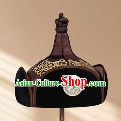 Maroon Men Adult Mongolian Pointed Hat Prairie Prince Hat Headwear